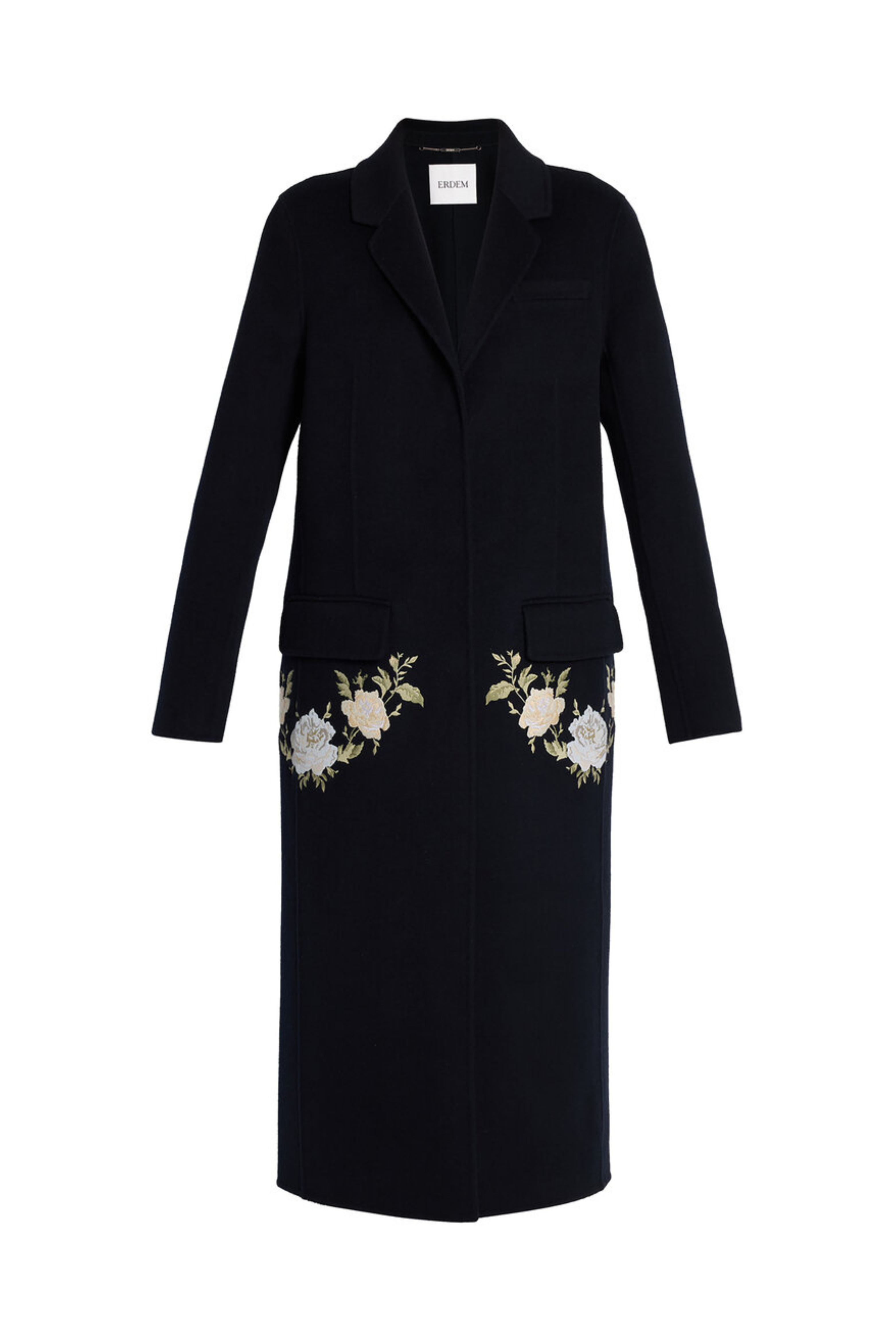 Embroidered Double Face Wool Tailored Coat
