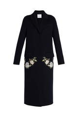 Embroidered Double Face Wool Tailored Coat