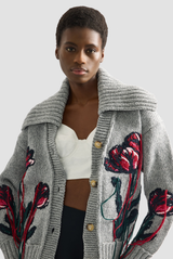 Floral Embroidered Knit Jacket