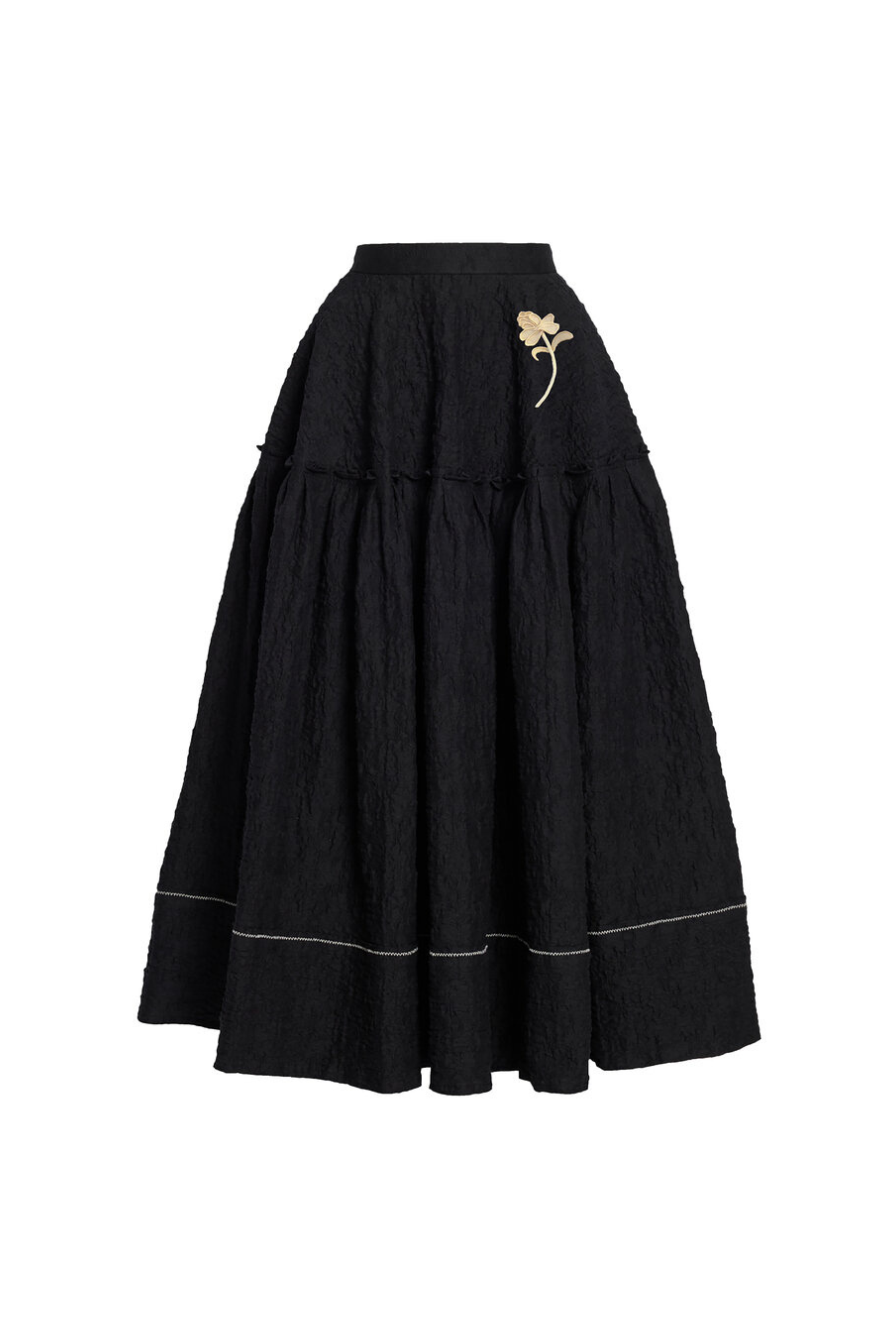 Cotton Cloque Ankle Length Skirt