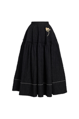 Cotton Cloque Ankle Length Skirt