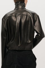 The Alexis Sculpted Leather Bomber Jacket Black