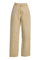 Embroidered Denim Full Length Jeans