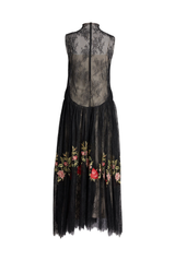 Floral Embroidered Lace Ankle Length Dress