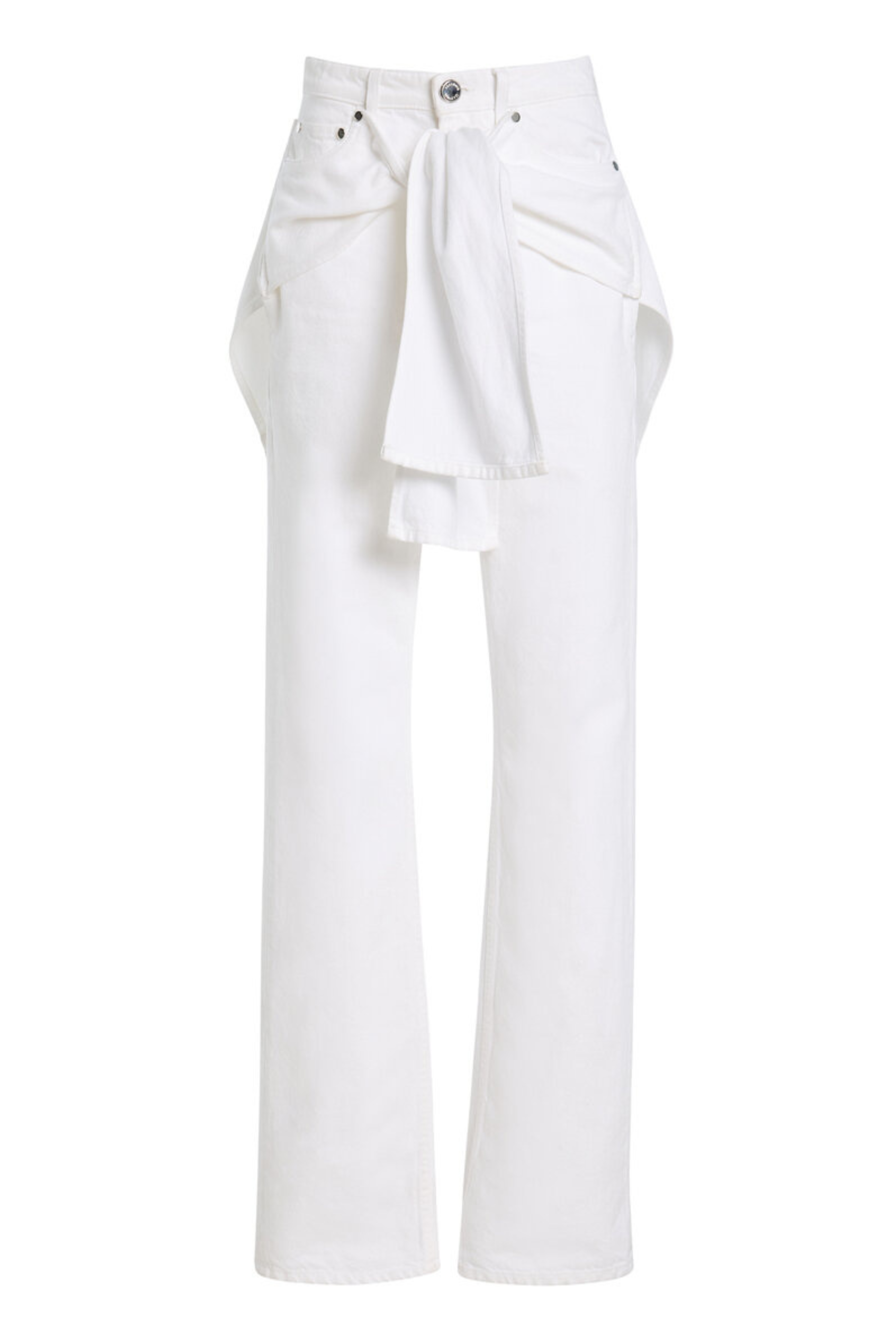 The Layton Tied Waist Rigid High-Rise Straight-Leg Jean White