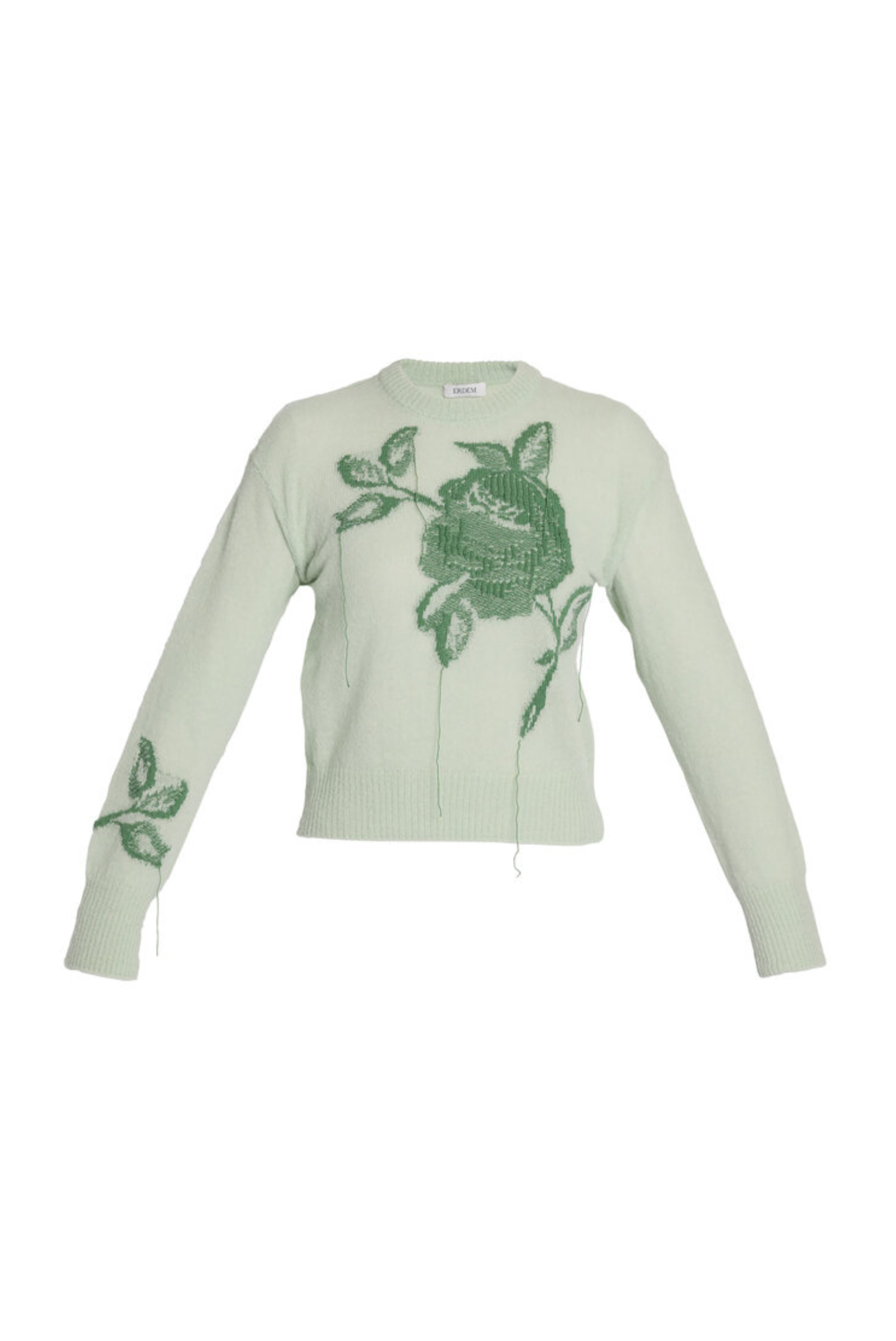 Floral Alpaca Merino Intarsia Knit Long Sleeve Top