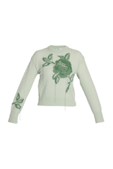 Floral Alpaca Merino Intarsia Knit Long Sleeve Top