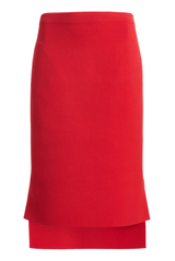 The Gigi Compact Viscose Knee Skirt Vermilion