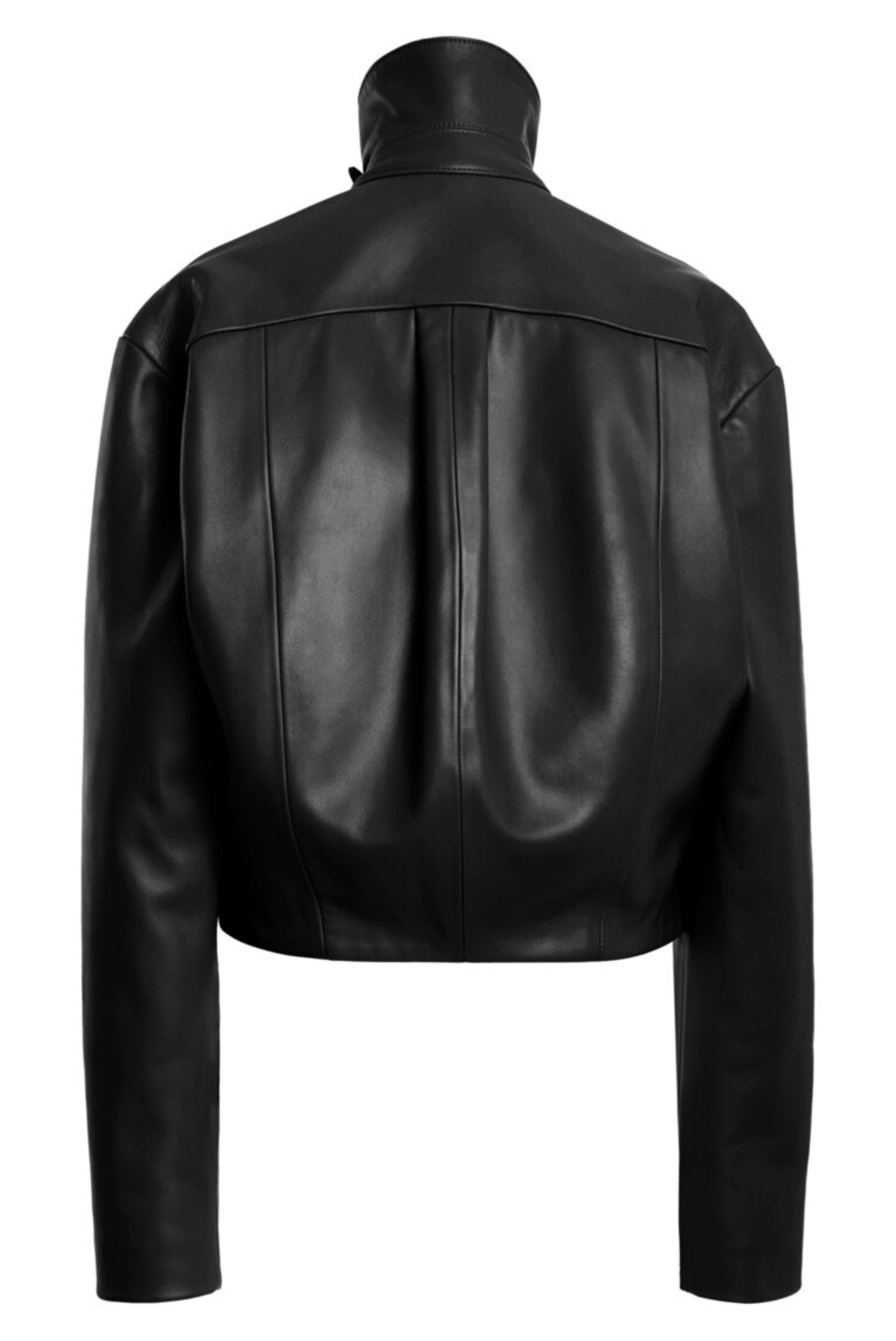 The Alexis Sculpted Leather Bomber Jacket Black