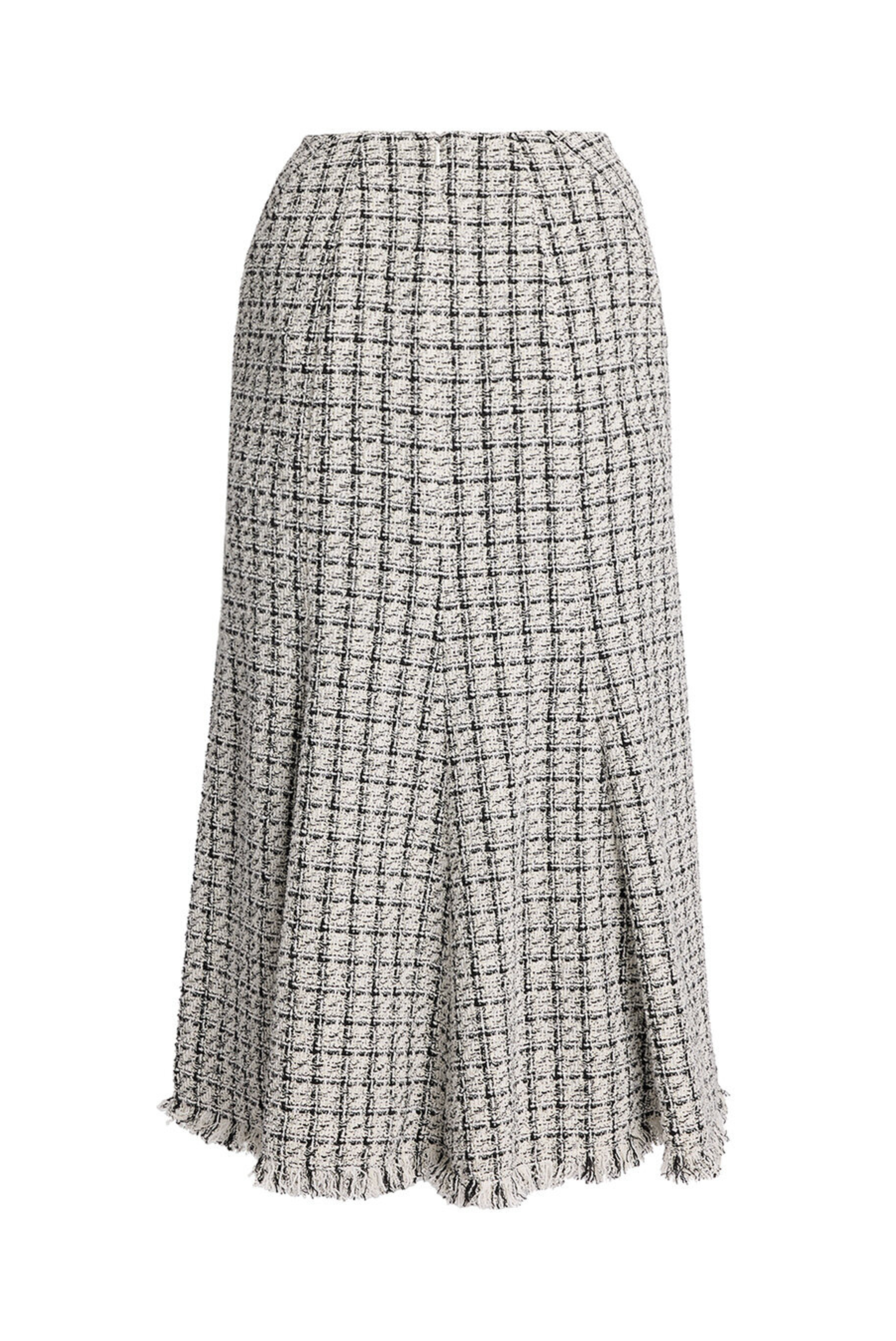 Checked Tweed Midi Skirt