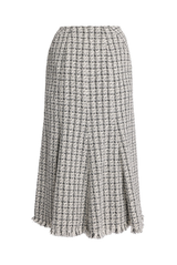 Checked Tweed Midi Skirt