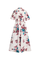 Floral Cotton Poplin Short Sleeve Ankle Length Dress