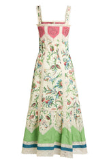 Apron Midi Dress with Lace Inserts