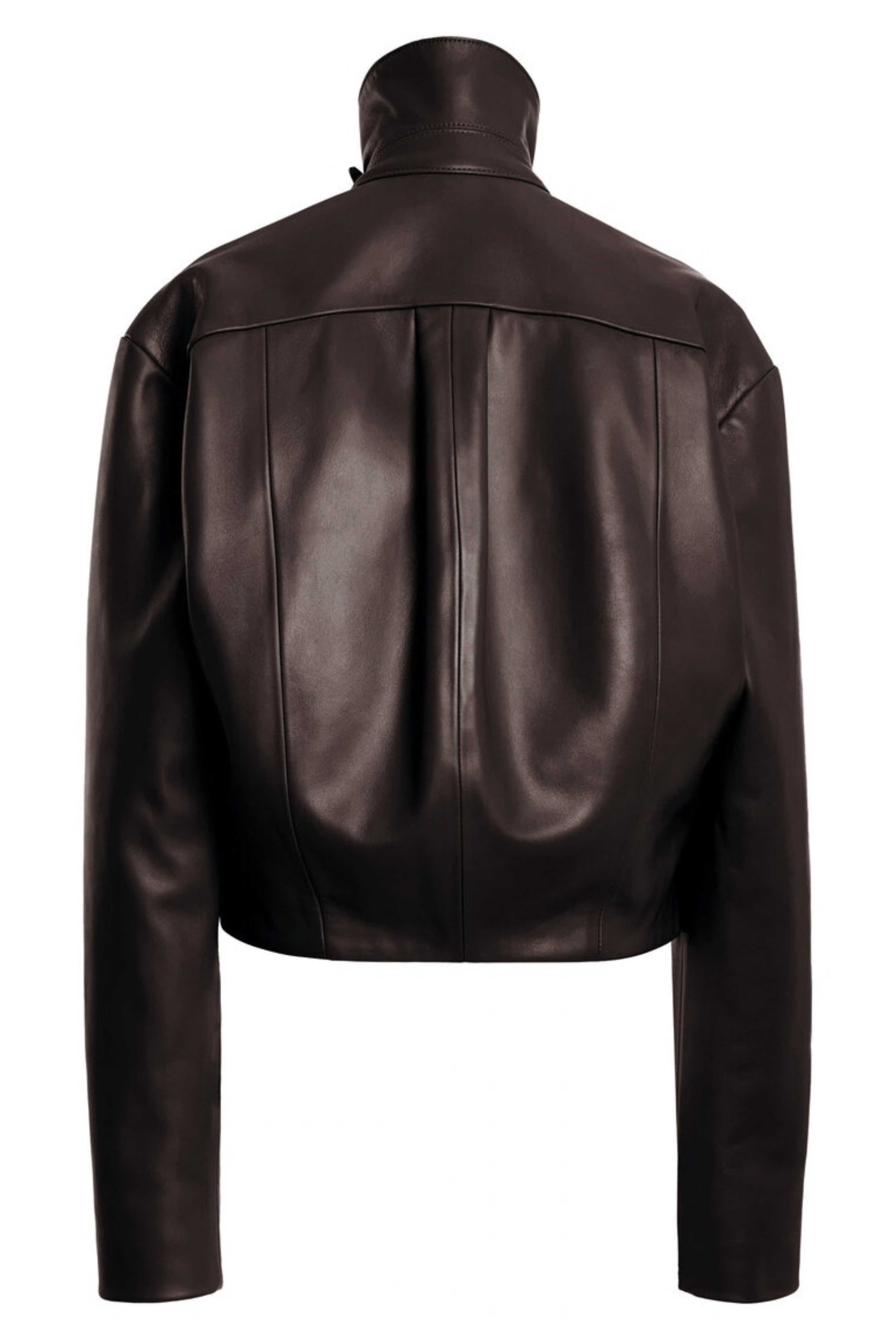 The Alexis Sculpted Leather Bomber Jacket Dark Brown