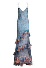 Long Wide Dress With Ruffles at the Hem