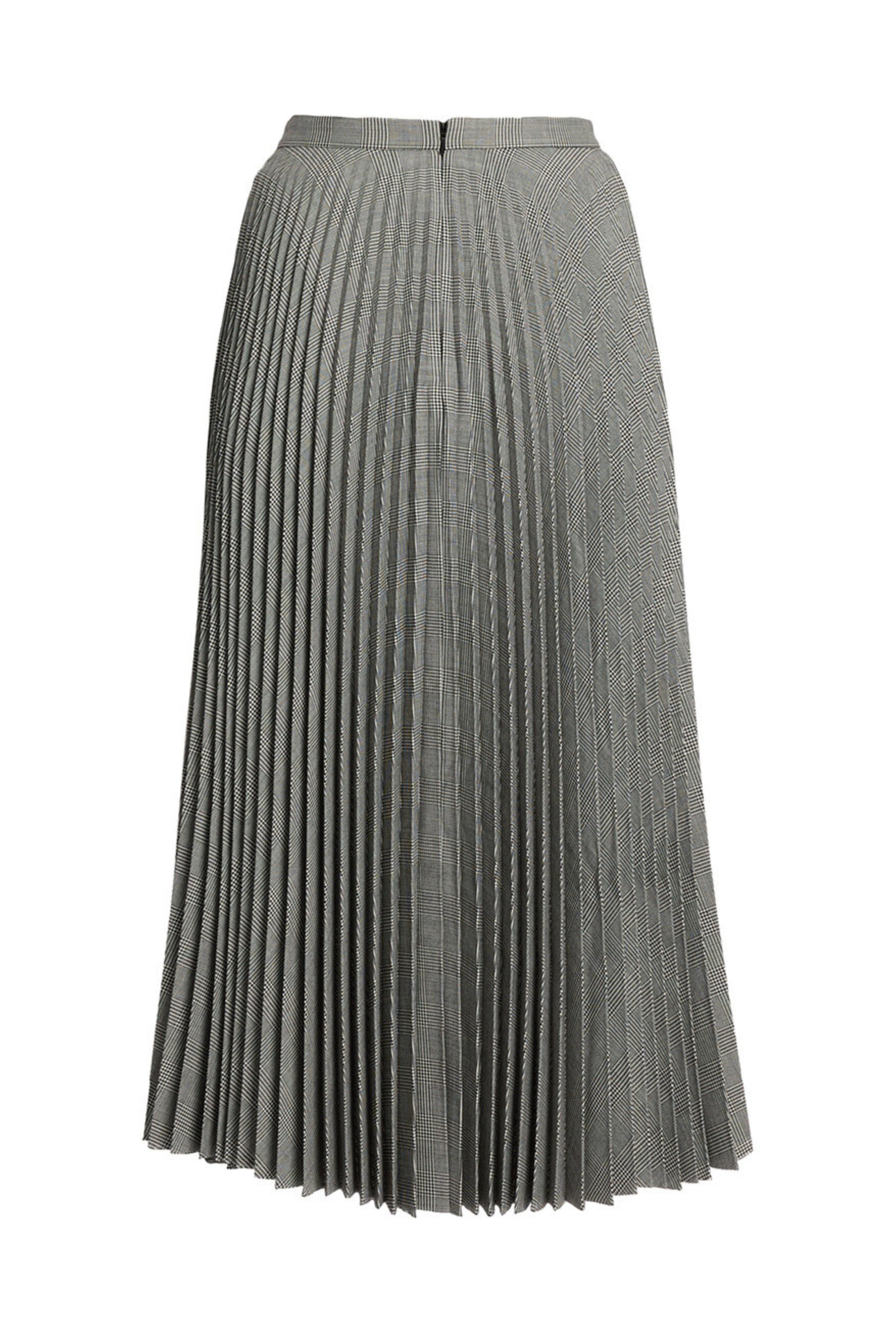 Prince of Wales Check Pleated Ankle Length Skirt