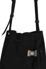 Kimi Suede Bag with Fringes Black