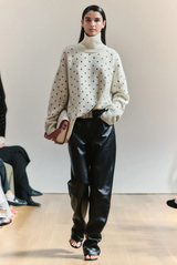 The Hughes Oversized Eyelet Cashmere Turtleneck Cream