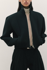 The Alexis Sculpted Knit Bomber Jacket Black