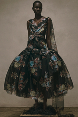 Floral Silk Organza Ankle Length Dress