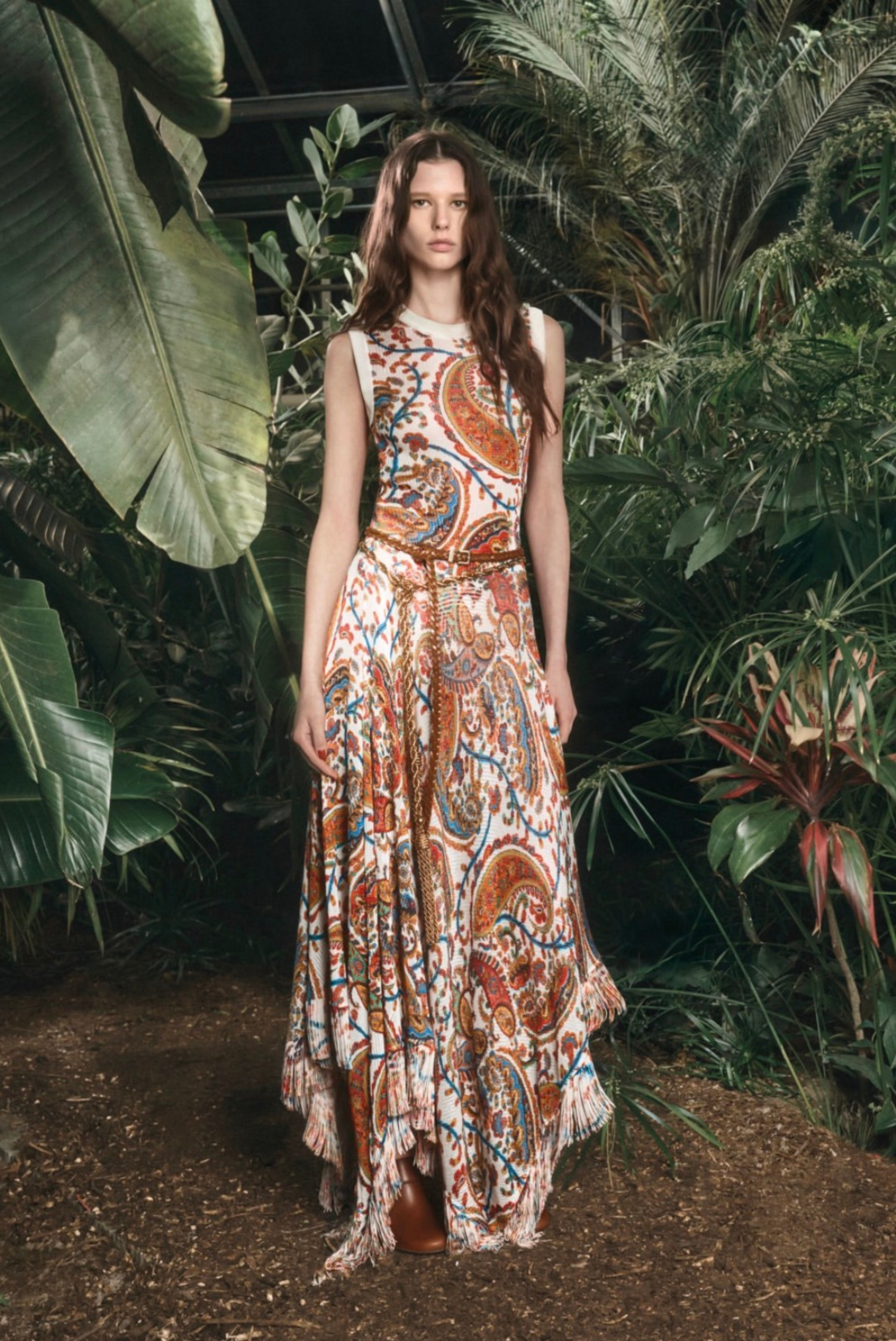 Maxi Handkerchief Knit Dress with Fringes