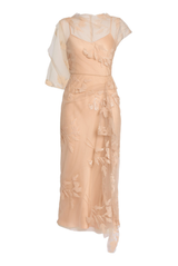Floral Sequined Tulle Midi Dress