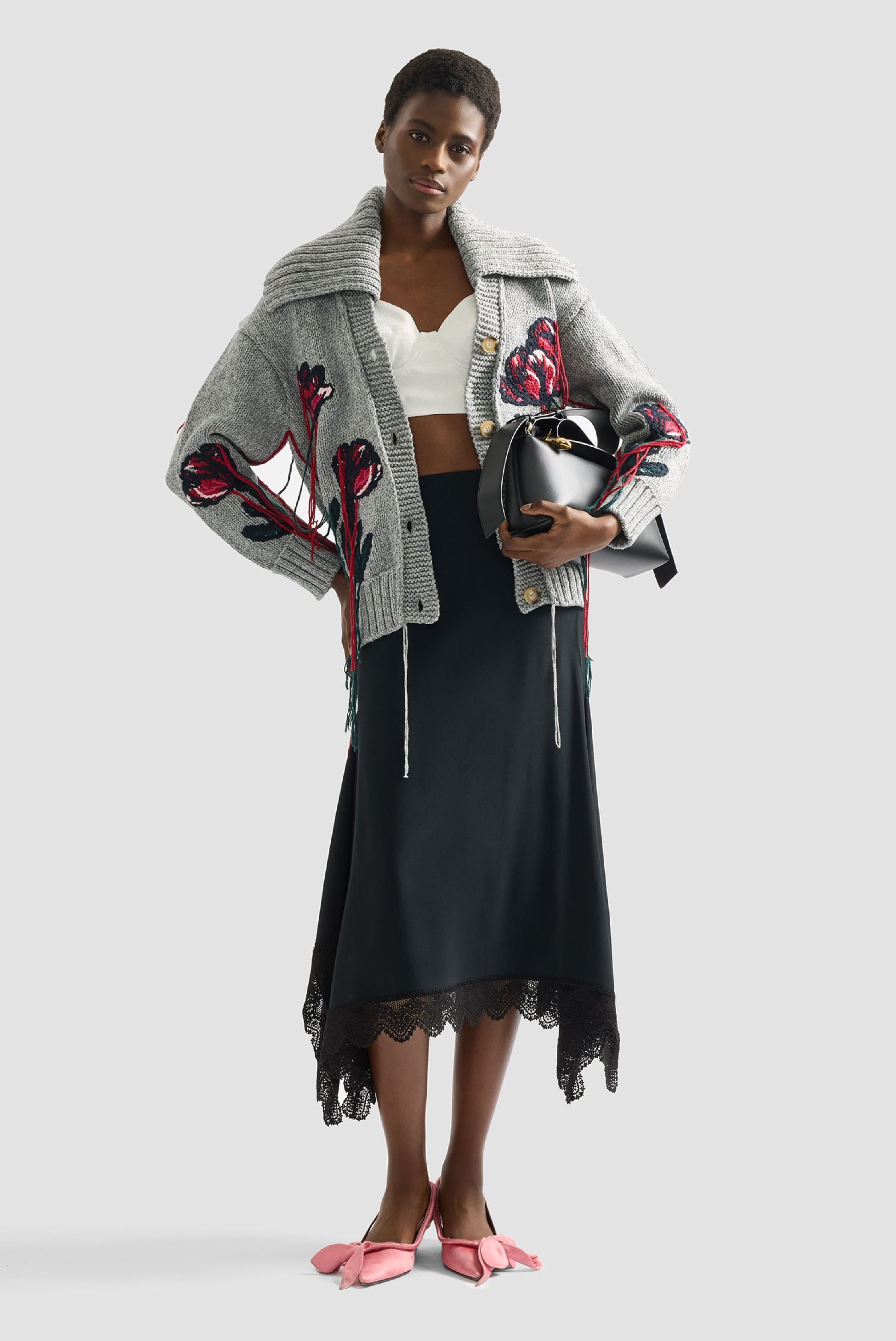 Floral Embroidered Knit Jacket