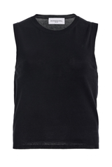 The Elle Featherweight Silk Cotton Tank Top Black