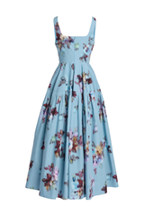 Floral Cotton Poplin Sleeveless Ankle Length Dress