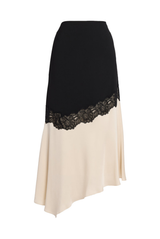 Lace and Grain de Poudre Asymmetrical Midi Skirt