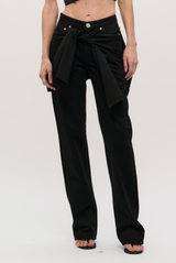 The Layton Tied Waist Rigid High-Rise Straight-Leg Jean Black