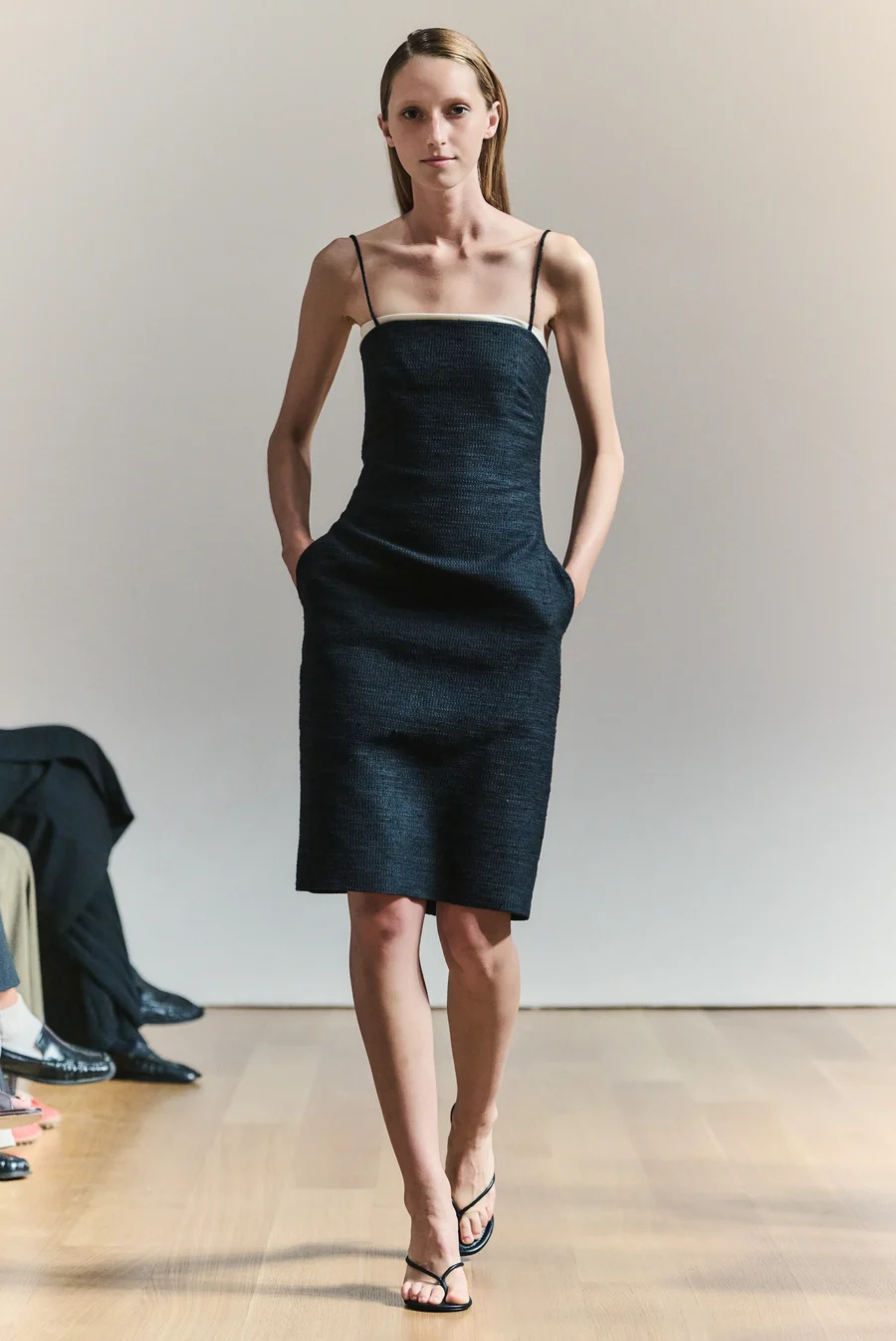 The Collier Silk-Cotton Spaghetti Strap Midi Dress