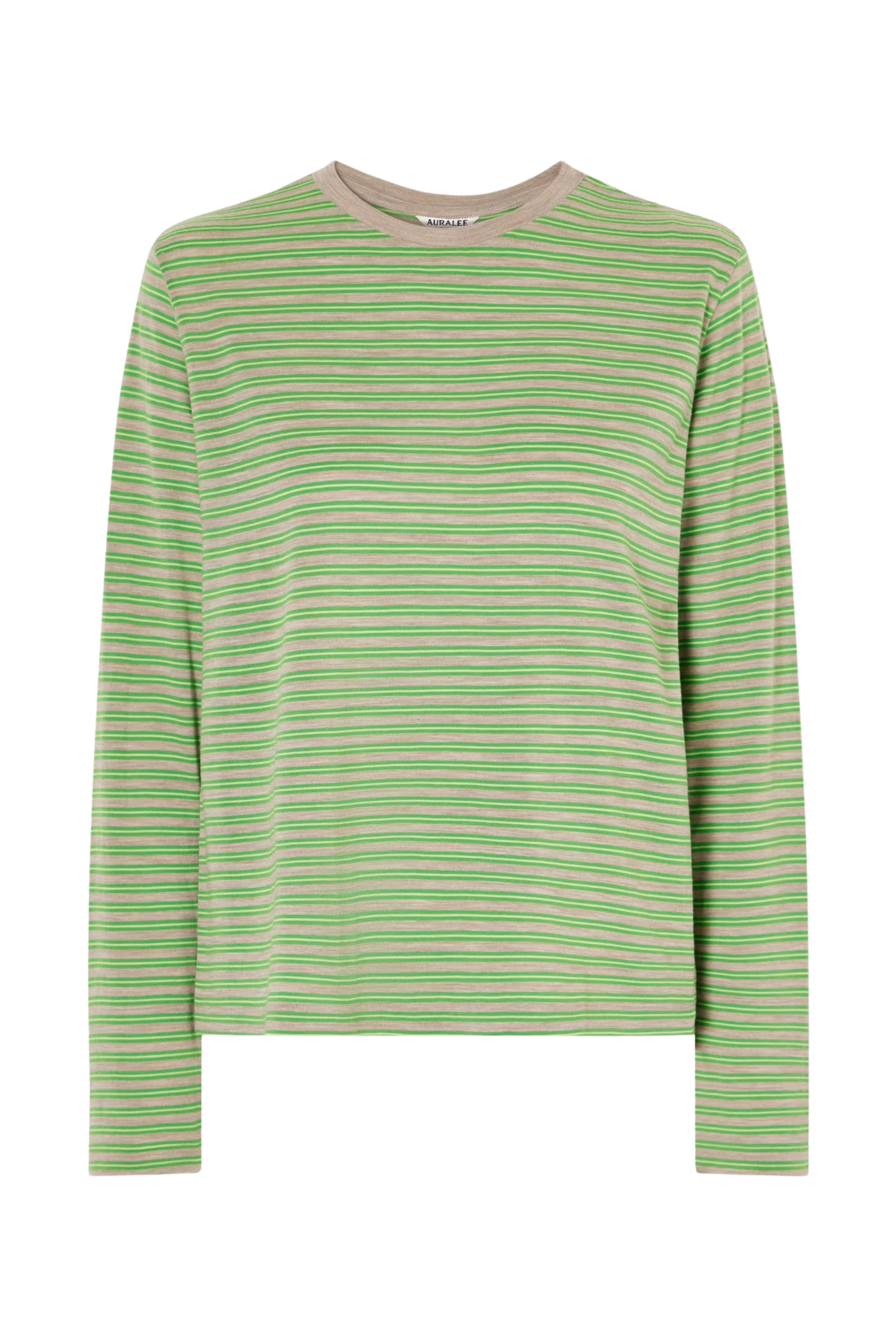 Soft Smooth Wool Stripe Jersey L/S Tee Green