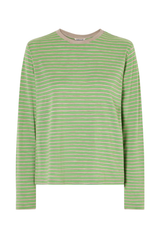 Soft Smooth Wool Stripe Jersey L/S Tee Green