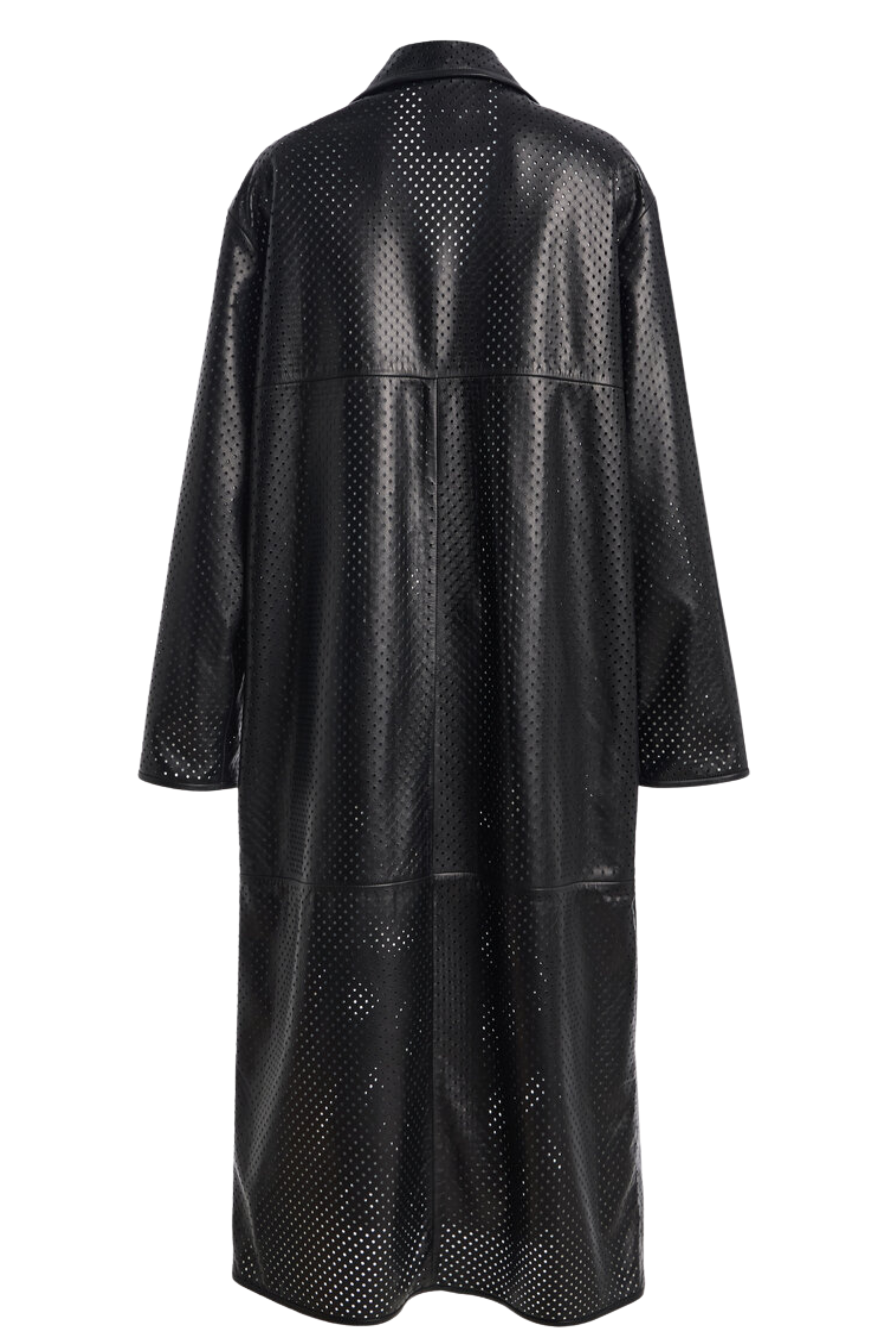 The Beck Perforated Leather Driving Coat Black