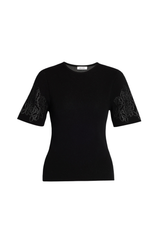 Rose Pointelle Knitted Short Sleeve Top