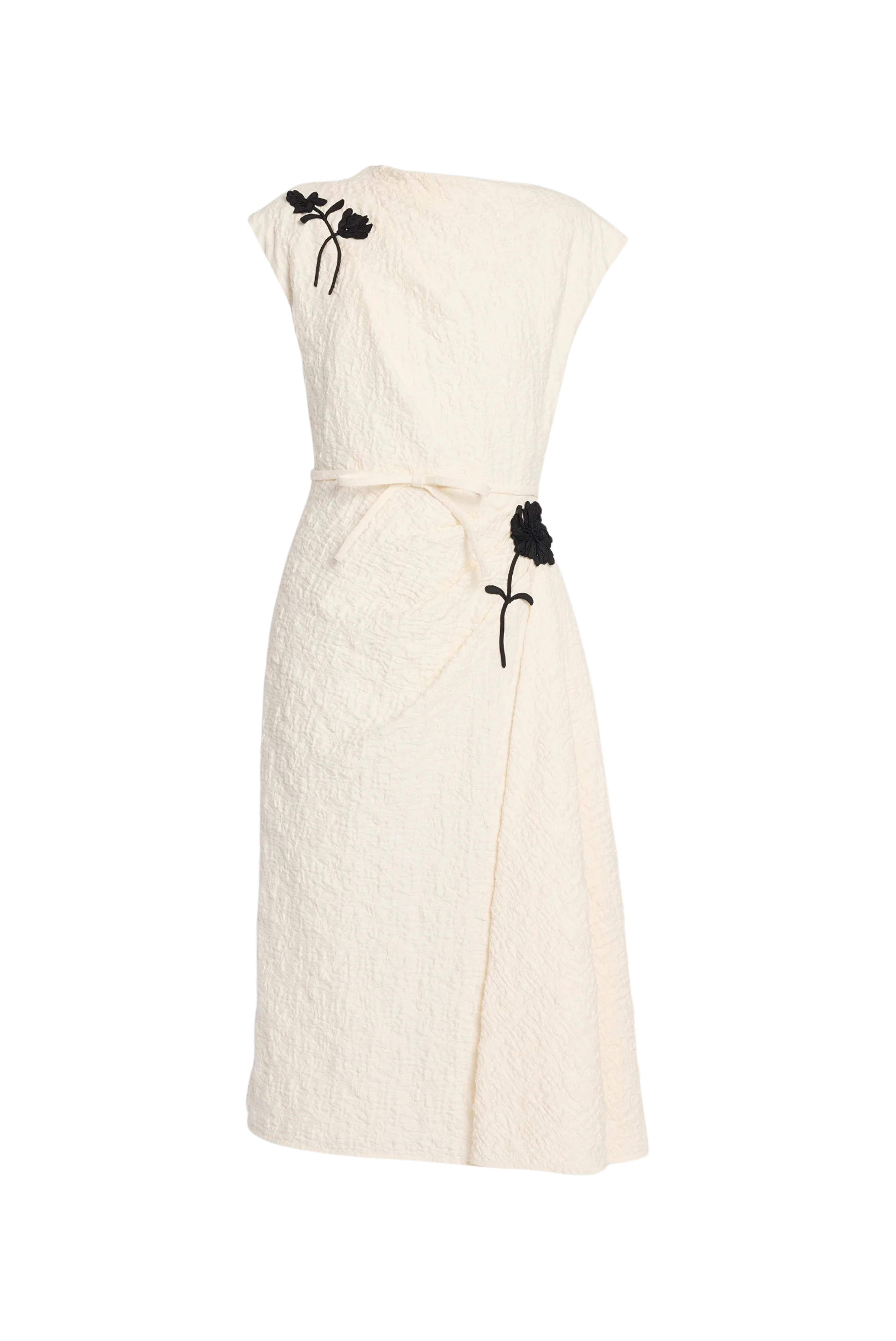 Cotton Cloque Short Sleeve Midi Dress