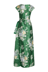 Floral Textured Asymmetric Gown