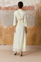 Cassia Wrap Dress Lemon Chiffon