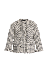 Checked Tweed Single Breasted Boxy Fit Jacket