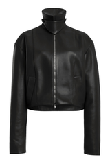 The Alexis Sculpted Leather Bomber Jacket Black