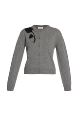 Cashmere Merino Floral Ribbon Knitted Cardigan