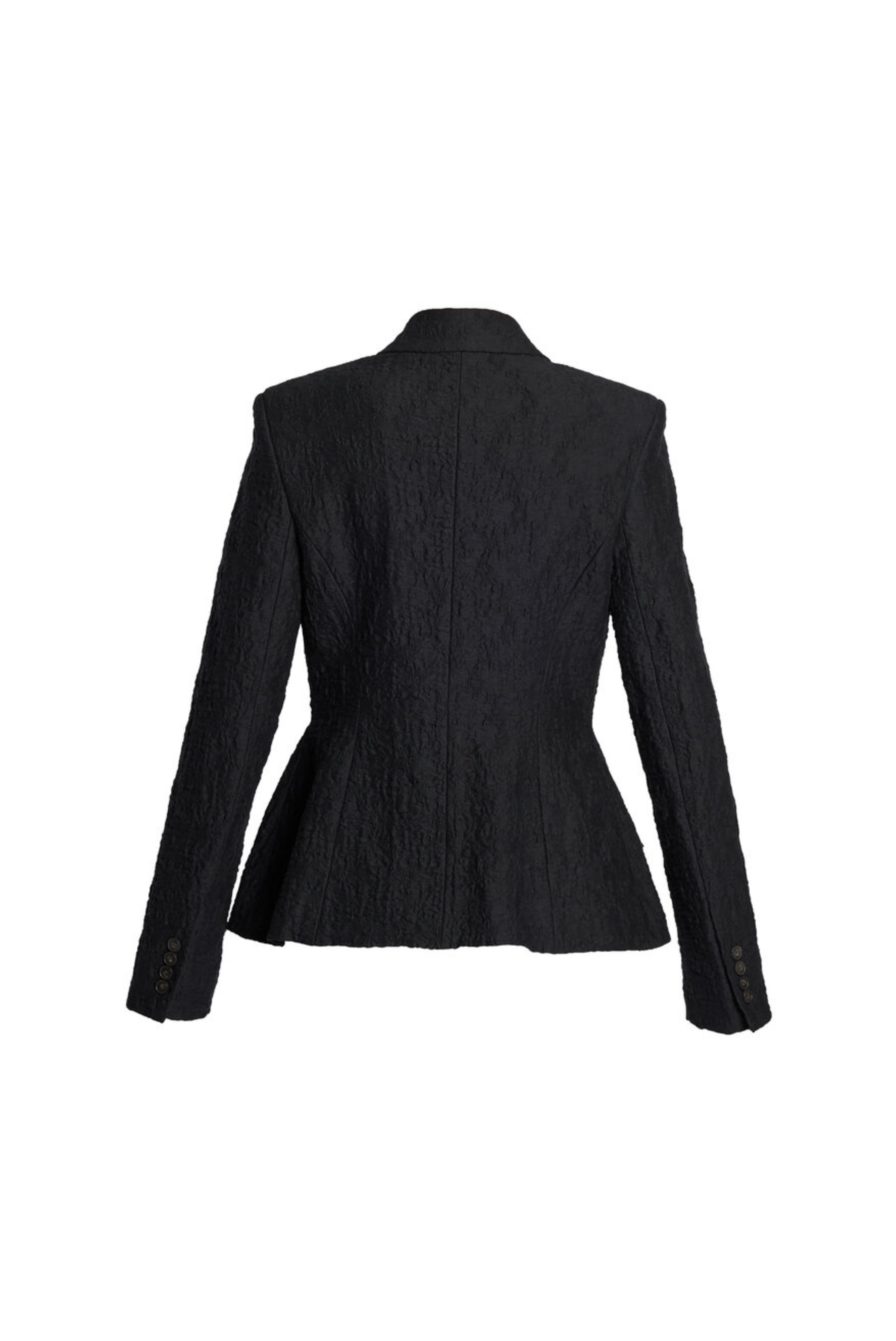 Cotton Cloque Single Breasted Fitted Jacket