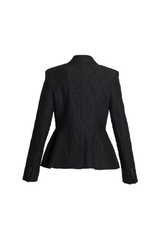 Cotton Cloque Single Breasted Fitted Jacket
