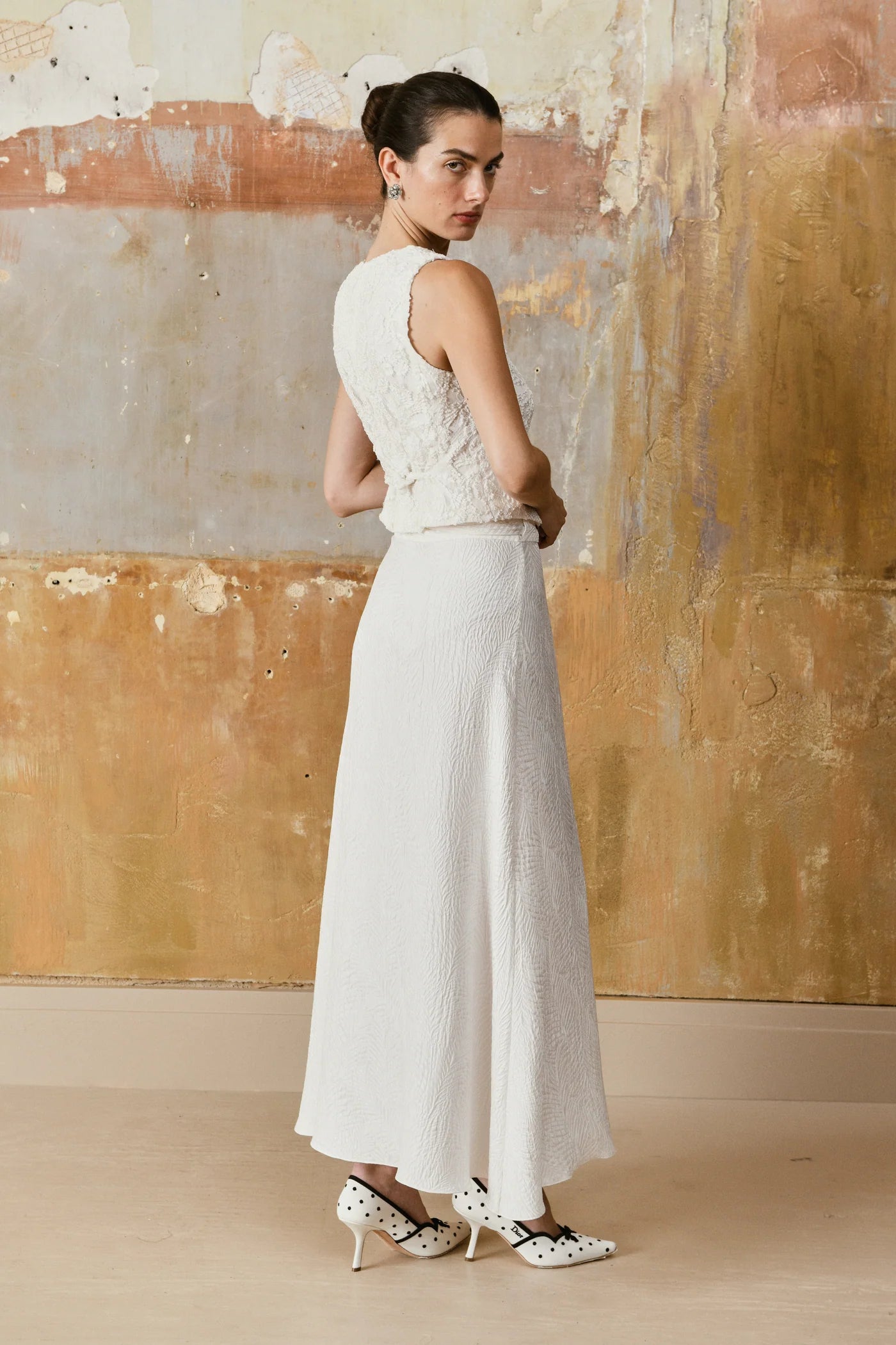Clara Lace Vest Porcelain