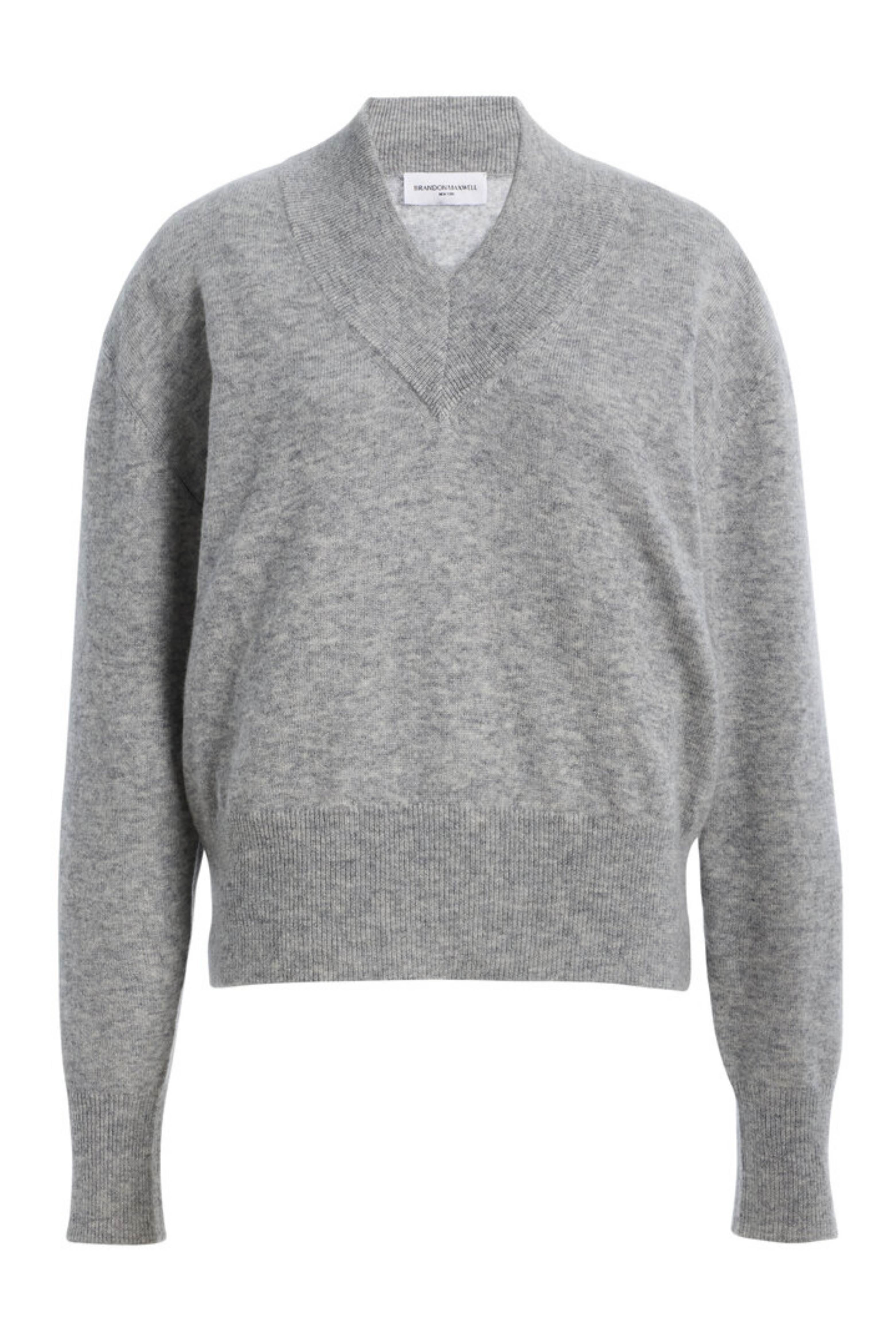 The Maris Lightweight Cashmere Sweater Light Grey Melange