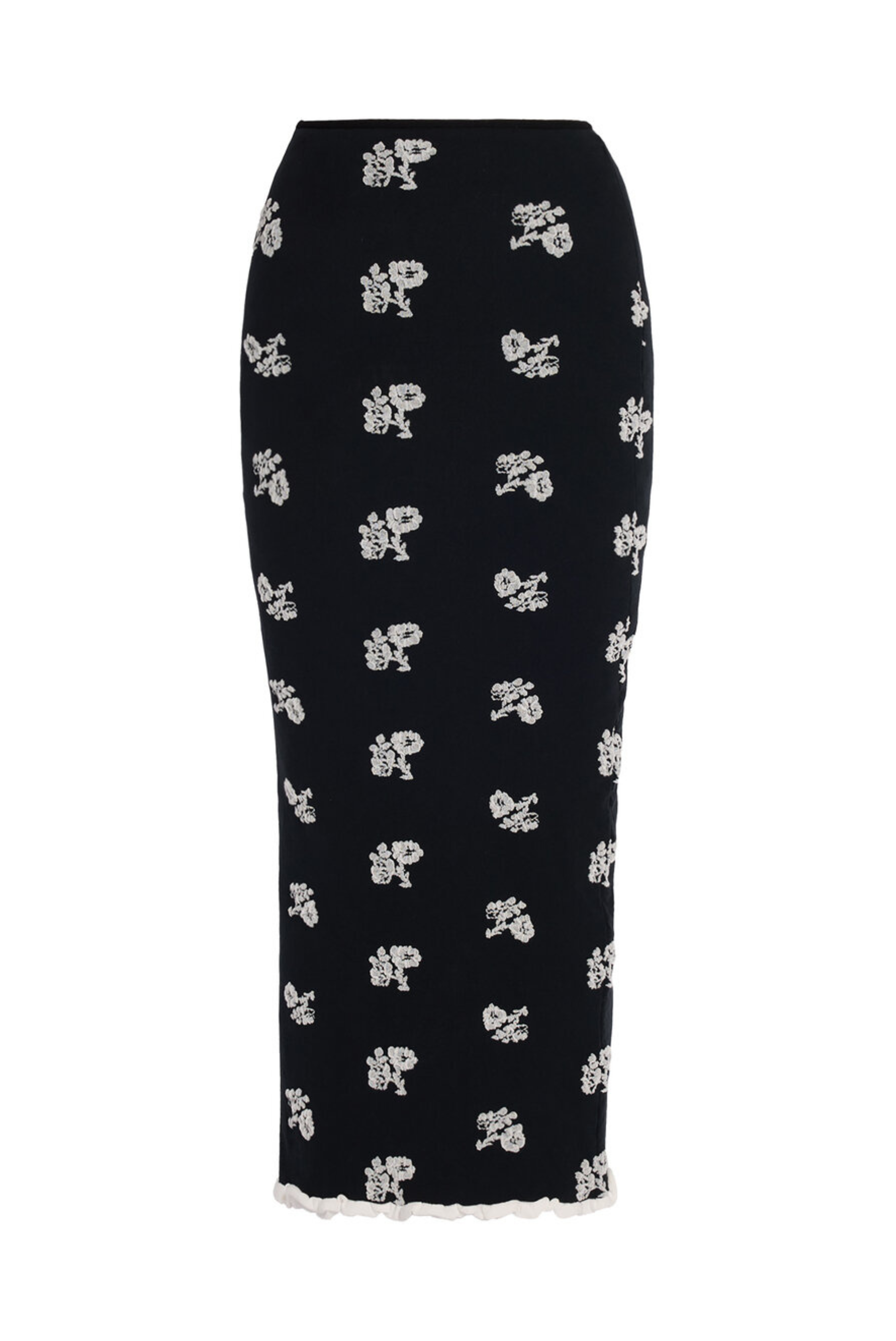 Floral Jacquard Knitted Midi Length Skirt