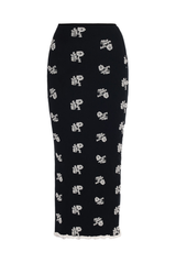 Floral Jacquard Knitted Midi Length Skirt