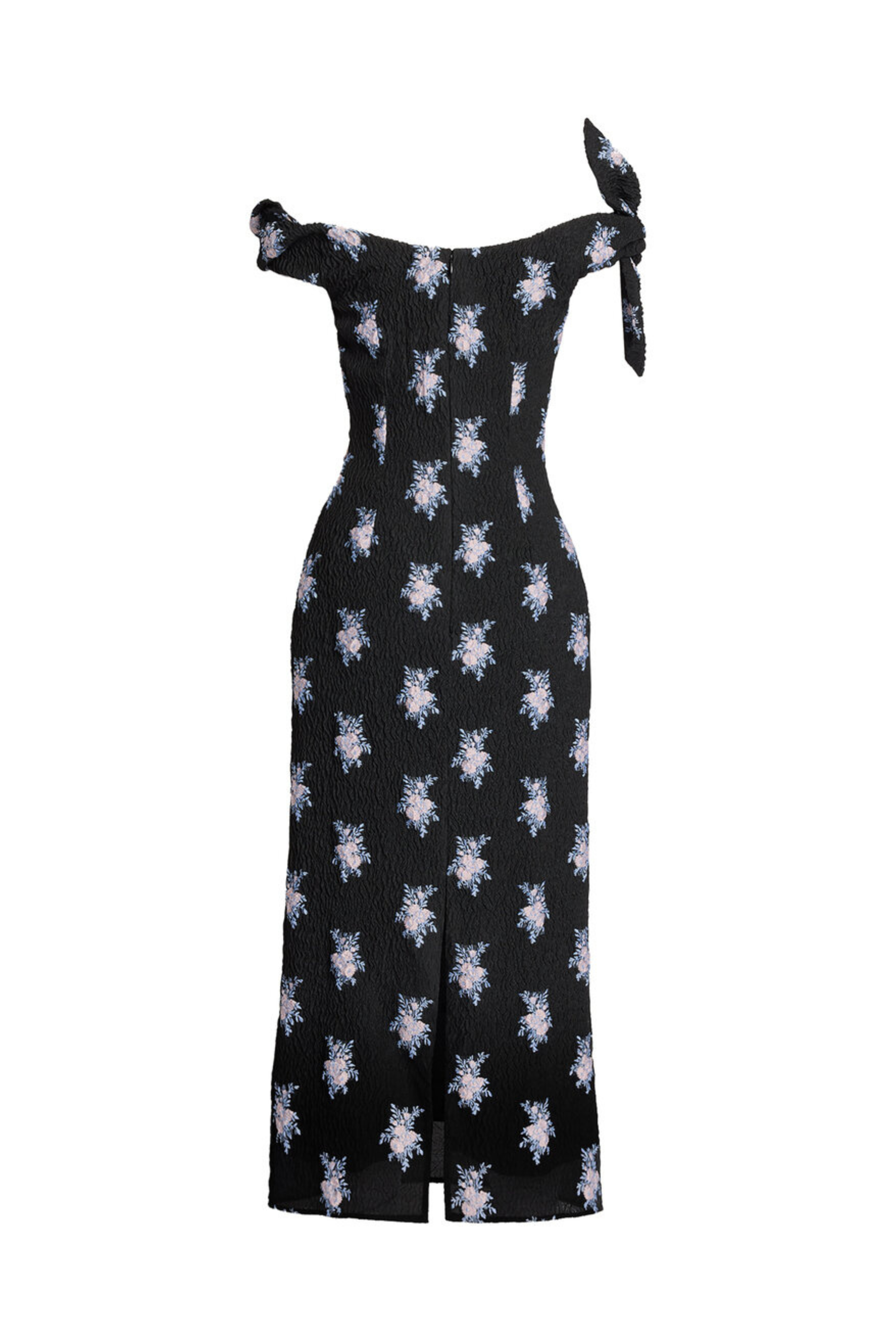 Organza Fil Coupe Off Shoulder Ankle Length Dress