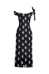 Organza Fil Coupe Off Shoulder Ankle Length Dress